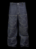 [99CLUB]Royal Emblem Embroidery Denim Pants