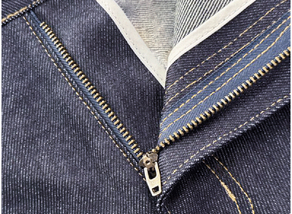 [99CLUB]Royal Emblem Embroidery Denim Pants