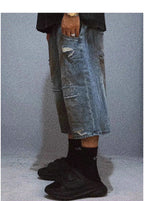 Cross-Stitch Washed Denim Shorts