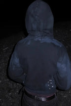 x FFF Dark Avant Garde Design Brushed Wax Zip Up Hoodie FB1452