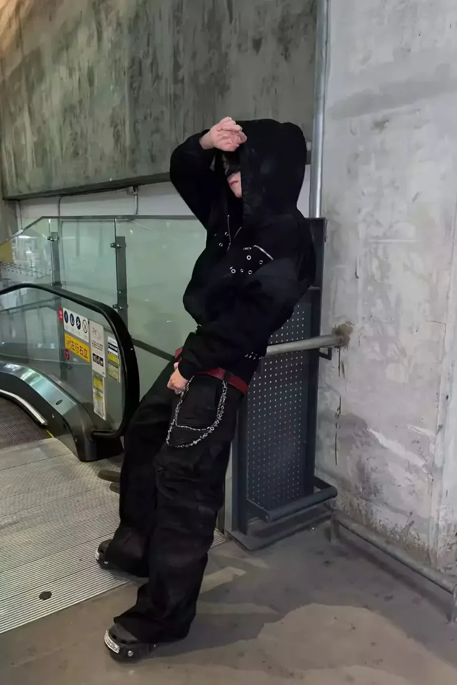 x FFF Dark Avant Garde Design Brushed Wax Zip Up Hoodie FB1452