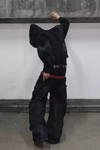 x FFF Dark Avant Garde Design Brushed Wax Zip Up Hoodie FB1452