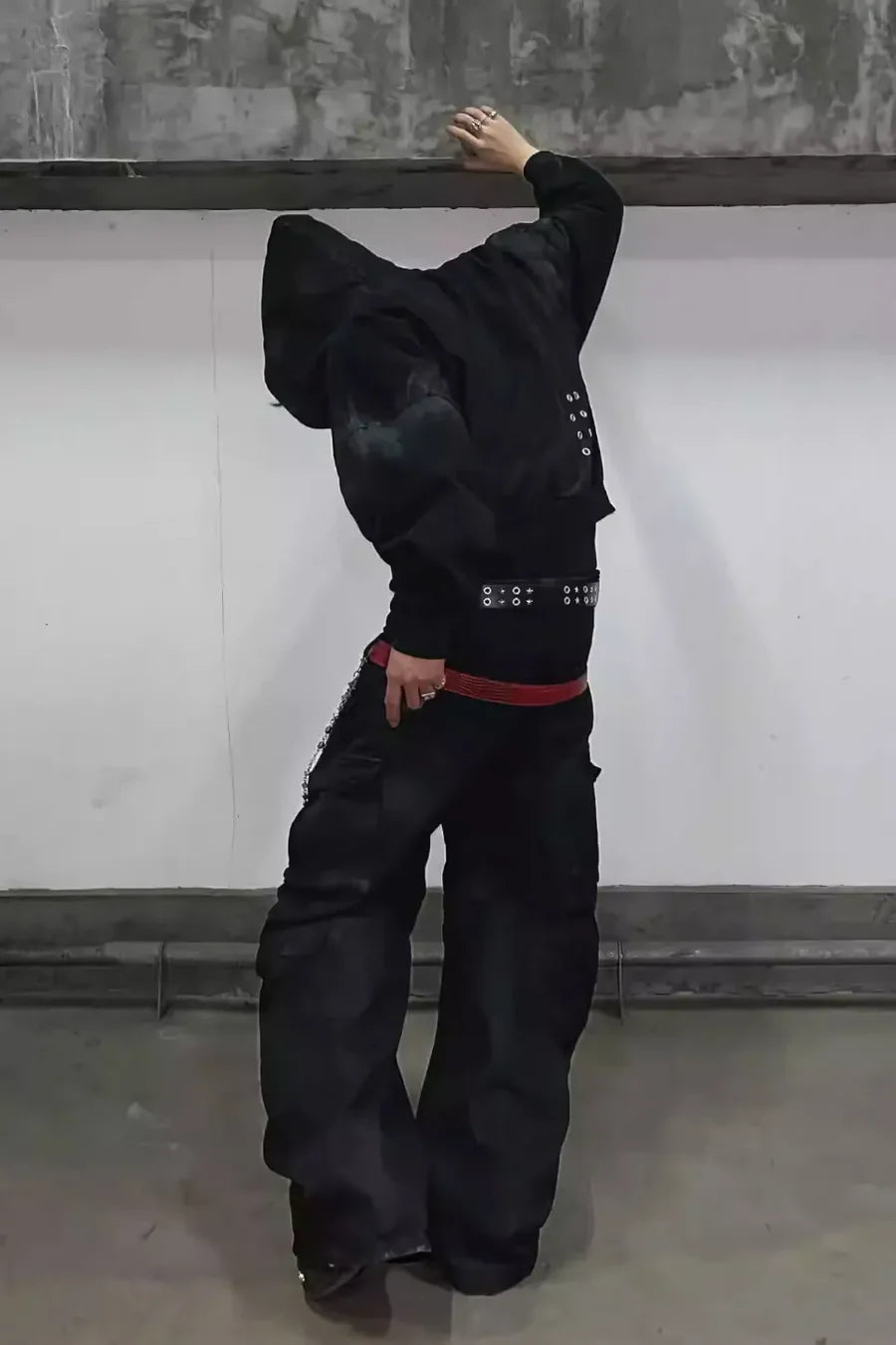 x FFF Dark Avant Garde Design Brushed Wax Zip Up Hoodie FB1452