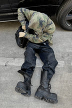 x GOJOYJINNI Armor Patch Distressed Biker Jeans