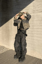 x GOJOYJINNI Armor Patch Distressed Biker Jeans