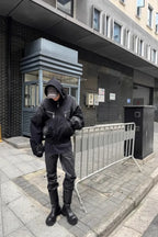 x GOJOYJINNI Washed Round Shaped Bomber Double Layered Hat Aviation Jacket