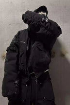 x GOJOYJINNI Washed Round Shaped Bomber Double Layered Hat Aviation Jacket