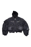 x GOJOYJINNI Washed Round Shaped Bomber Double Layered Hat Aviation Jacket